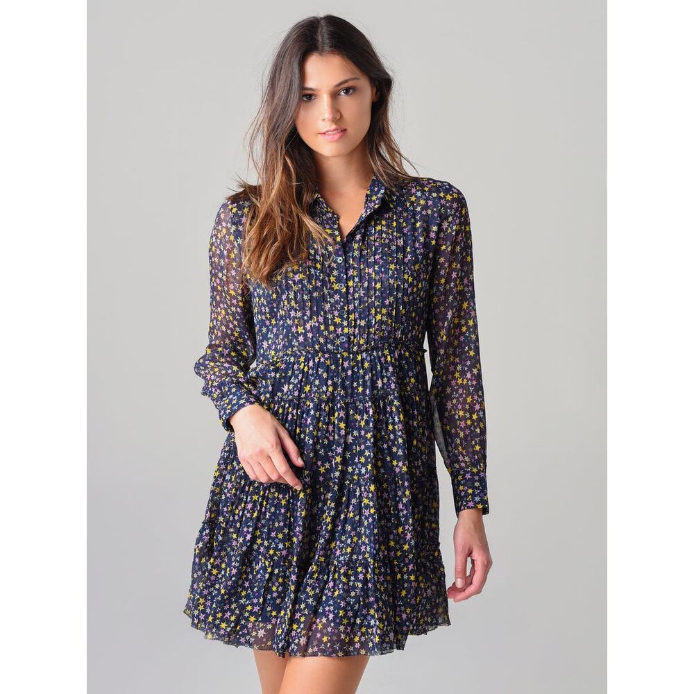 Zadig & Voltaire Rapidy Crinkle Print Etoiles Dress Small Star Print Like New